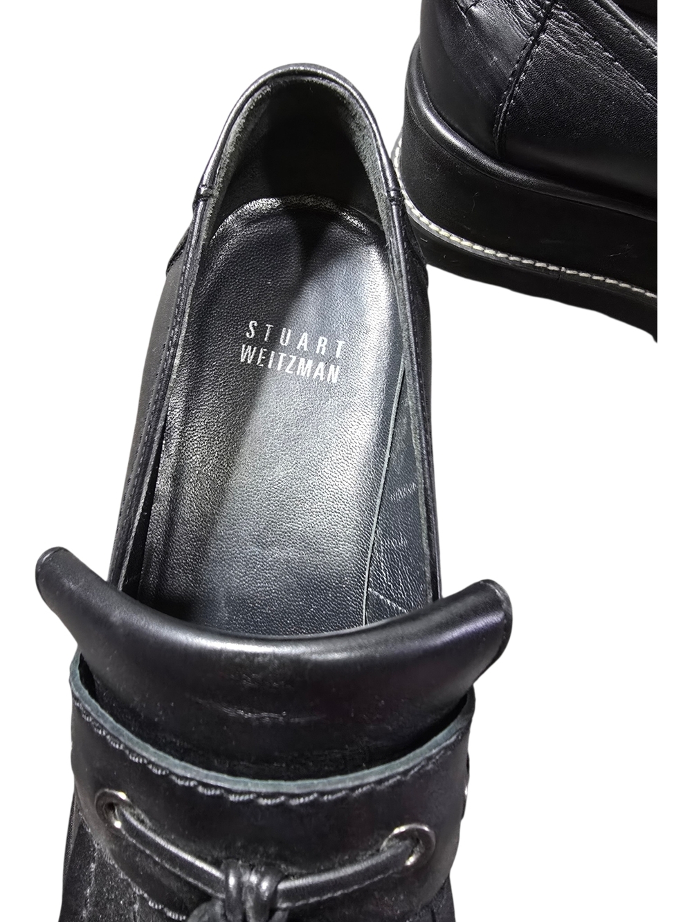 Stuart Weitzman Black Platform Tassel Loafers for Women - Picture 3 of 4